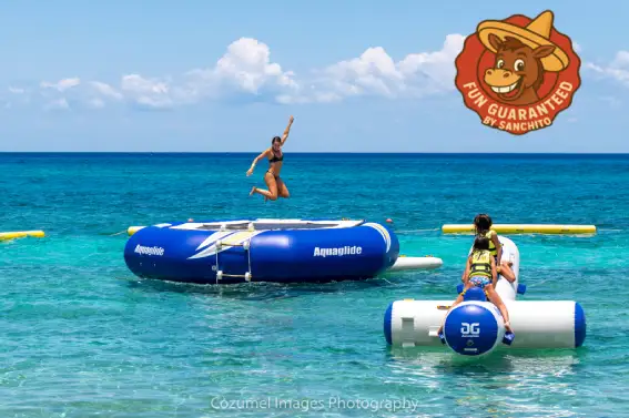 Jumping in the sea trampoline